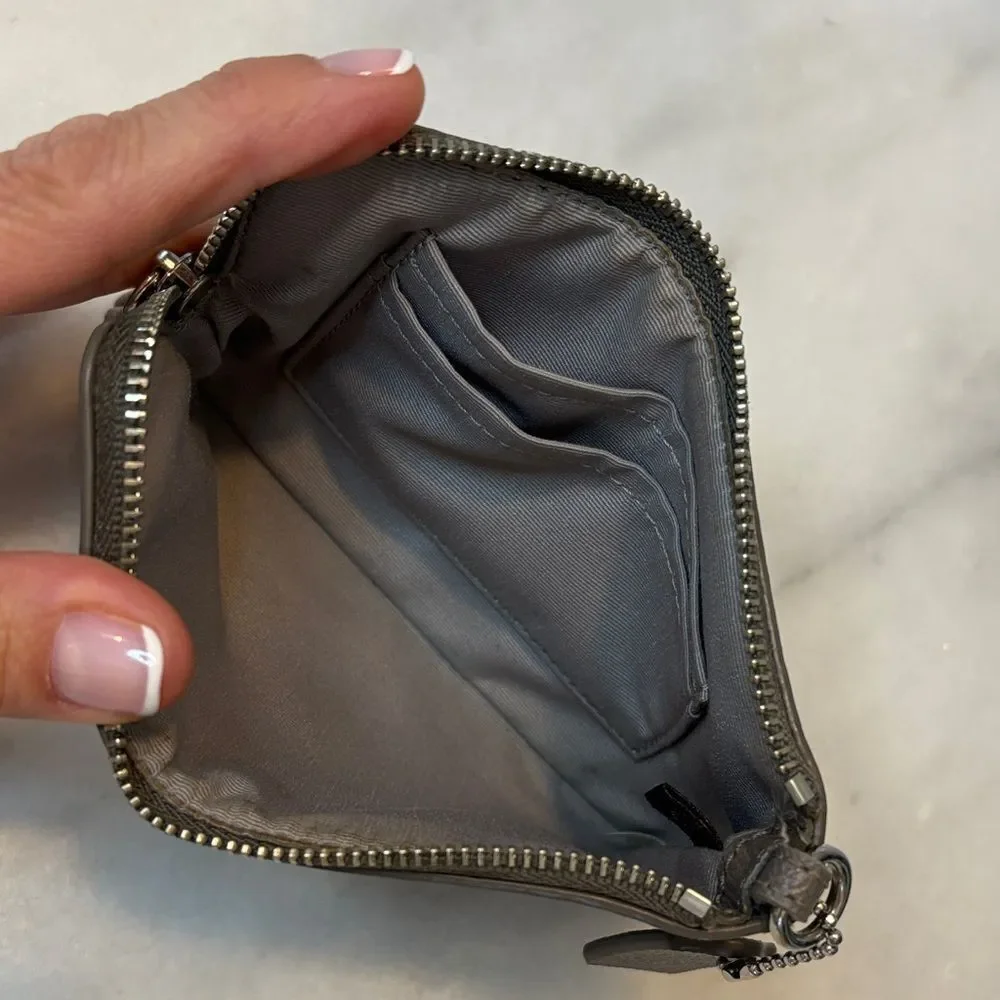 Coach Saffiano Leather Metallic Silver Star-Pattern Wristlet